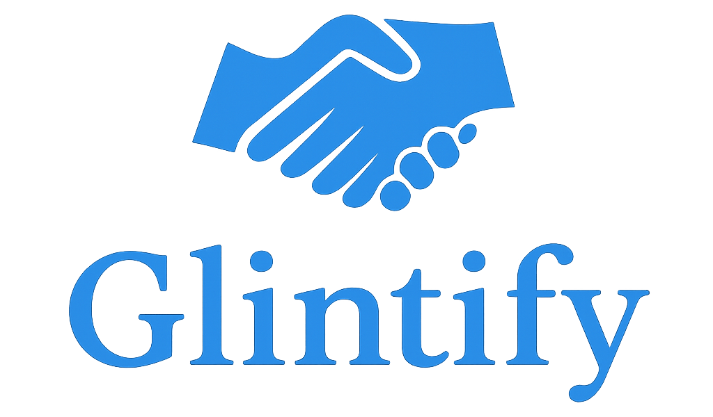 Glintify Logo handshake with the text "Glintify" under it.